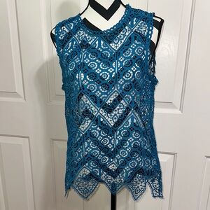 Deletta Teal Lace Tank Top